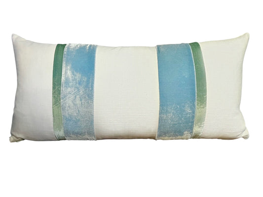 Linen Stripe Pillow, Ice