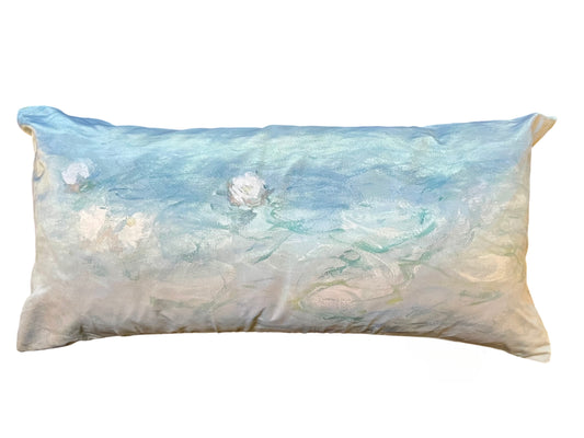 Satin lumbar pillow, Blue Lilies