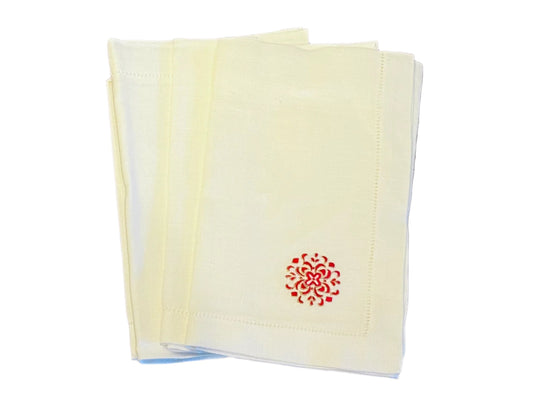 Herald Dinner Napkins, white/red