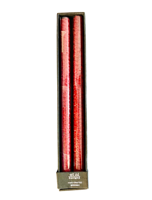 Braided Taper Candles, red