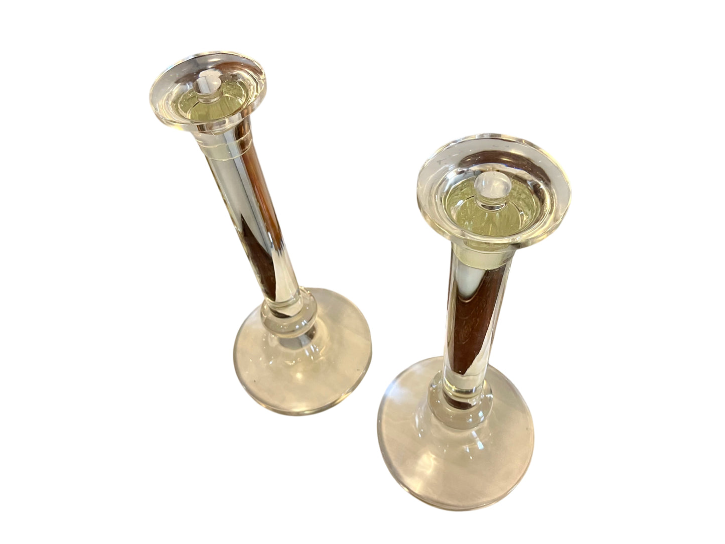 Pair of Tall Glass Candlesticks