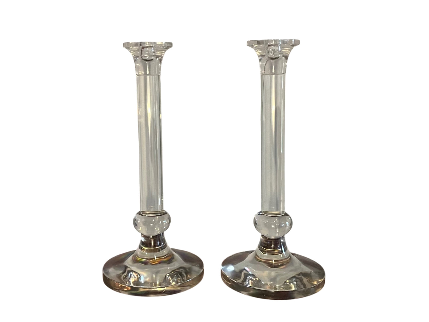 Pair of Tall Glass Candlesticks