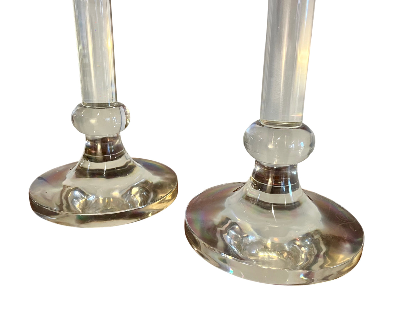 Pair of Tall Glass Candlesticks