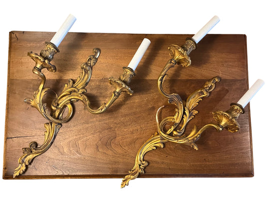 Pair of Rococo Brass Wall Sconces